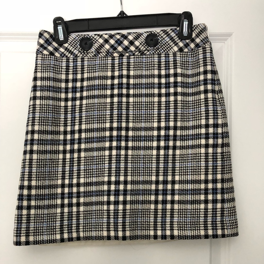 Ann Taylor Plaid Wool Mini Skirt